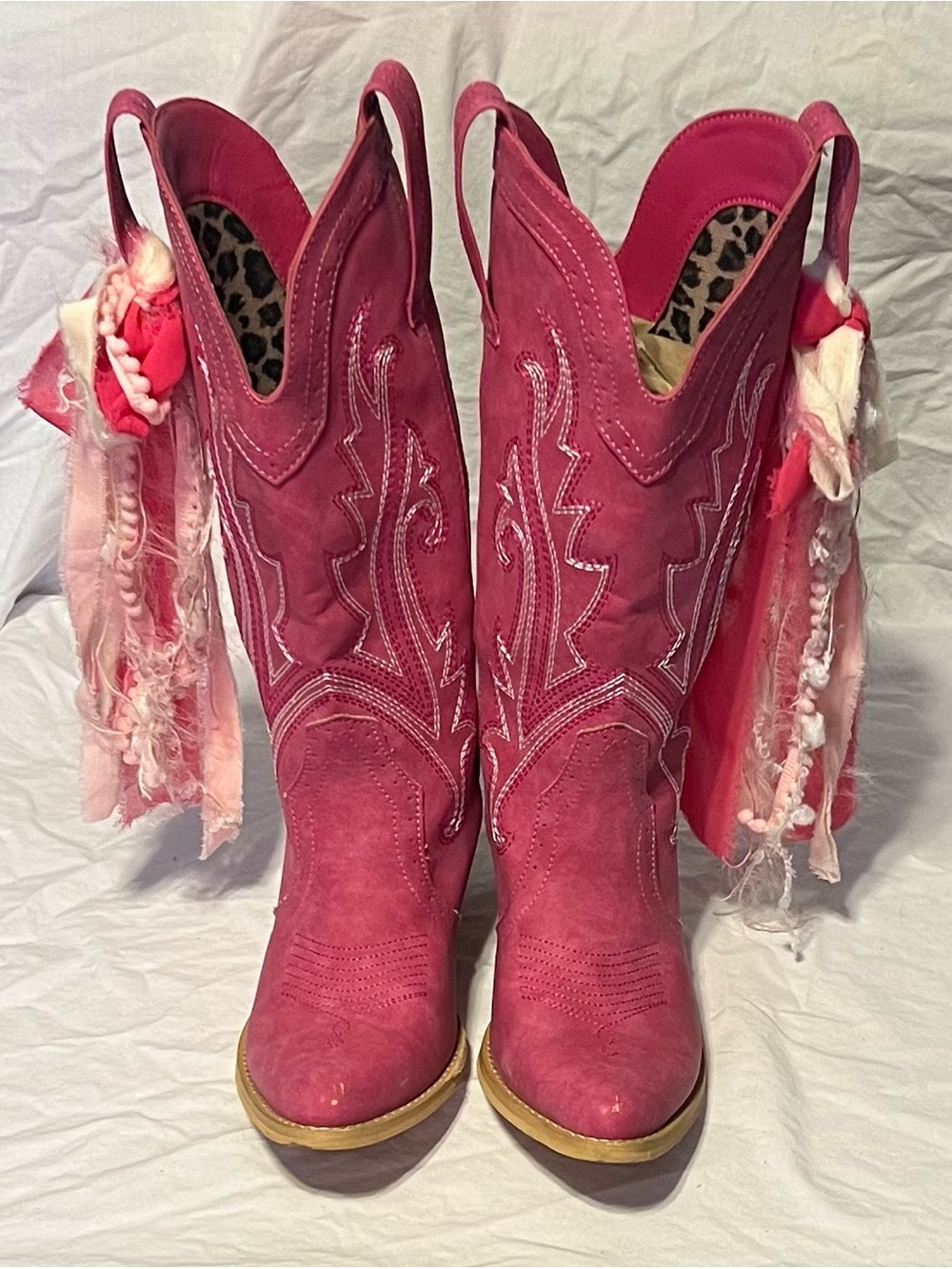 Women’s Pink Western Cowboy Boots with Decorative Bows